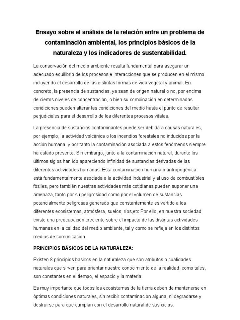 Principios Básicos de la Naturaleza y Sustentabilidad | PDF | Huella de ...
