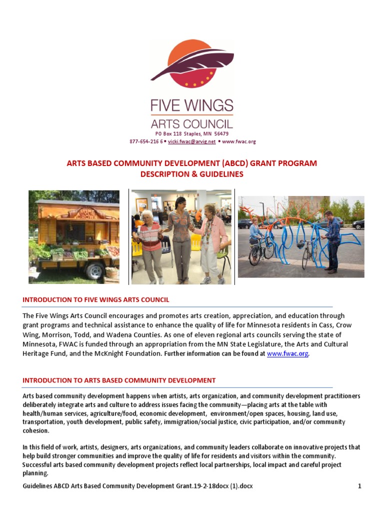Guidelines ABCD Arts Based Community Development Grant PDF Race And