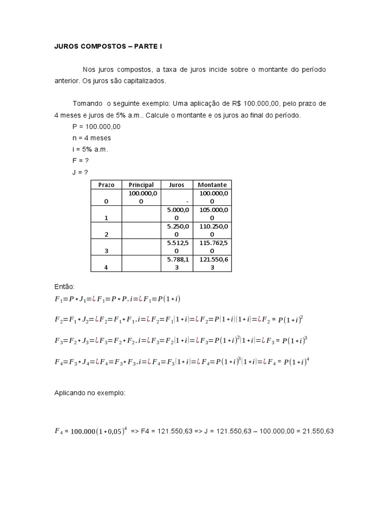 Cálculo de Juros Compostos e Exemplos | PDF | Juros | Empréstimos