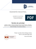 Ingeniería Industrial: Nombre de Actividad