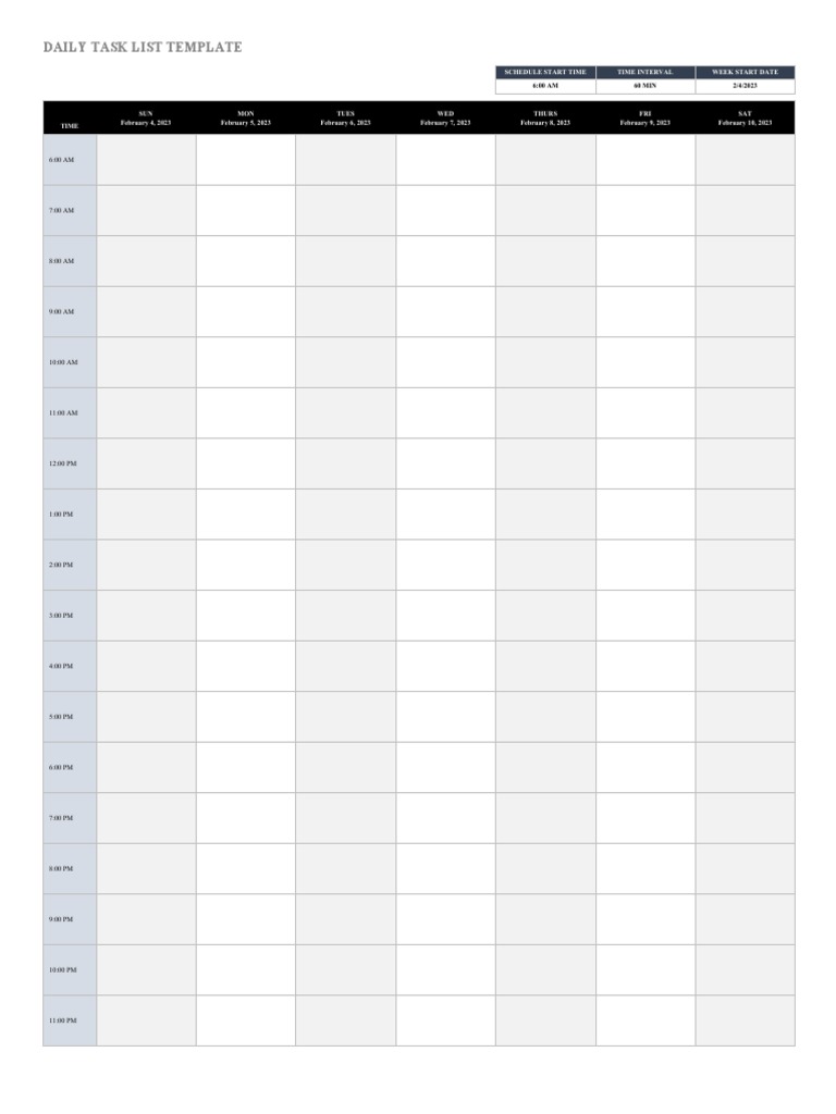 Daily Task List Template | PDF | Cooking, Food & Wine