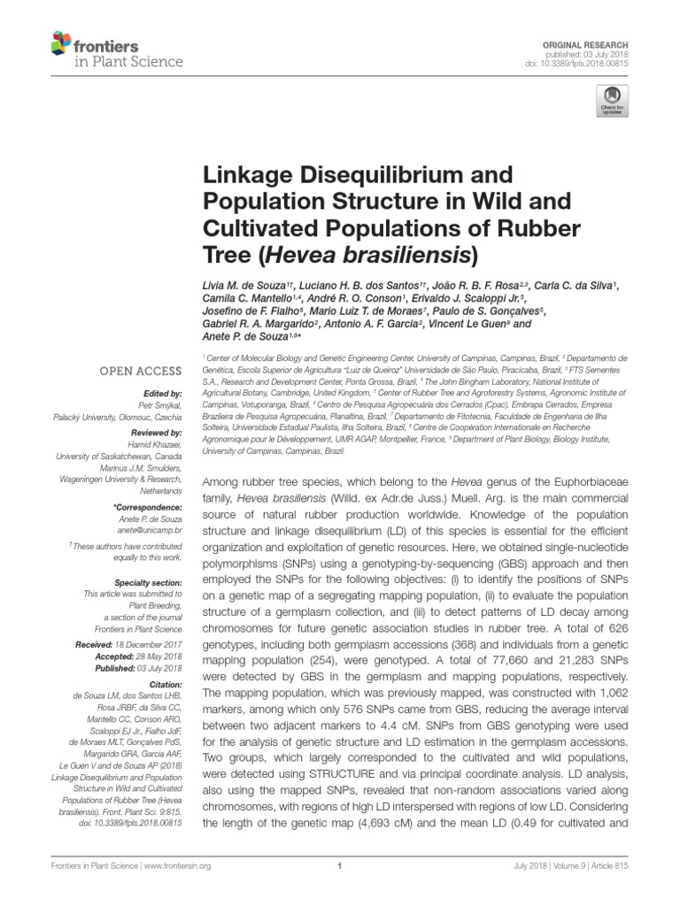 Souza Et Al., 2018 PDF Single Nucleotide Polymorphism Linkage