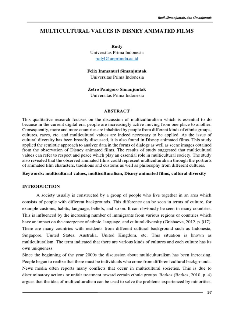 Multiculturalism in Disney Films Analysis | PDF | Multiculturalism ...