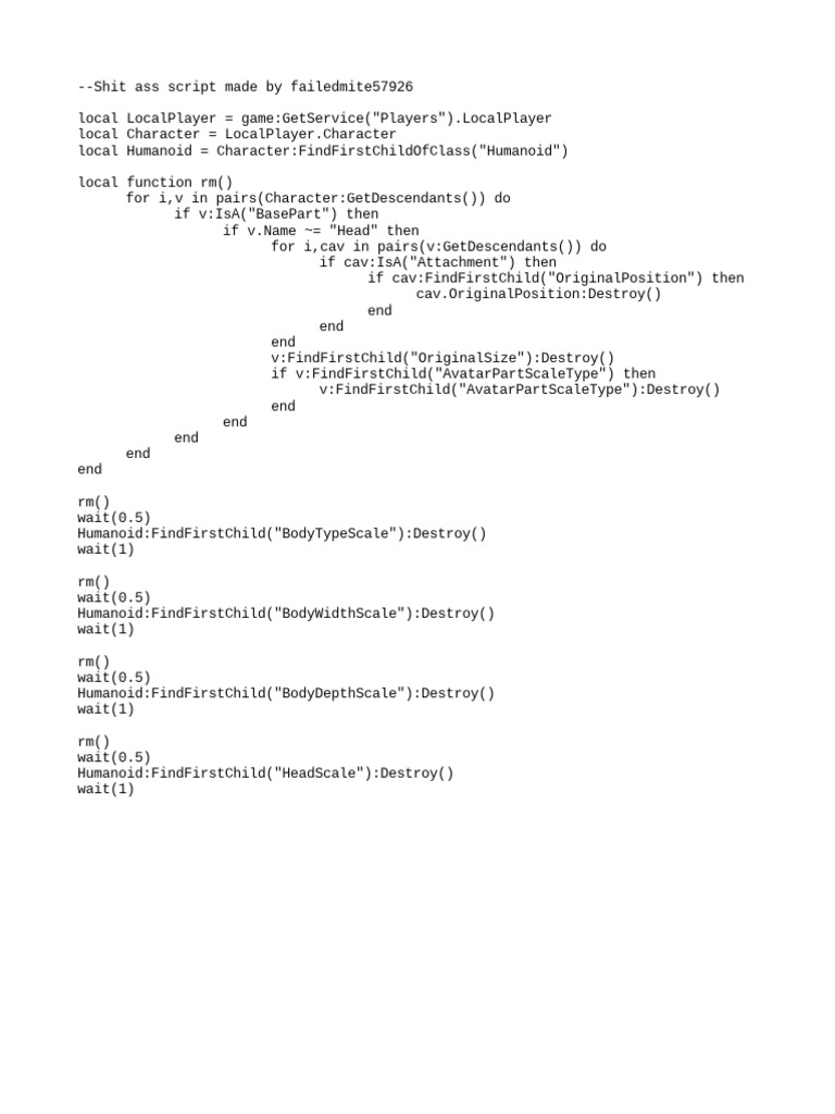 Roblox Character Script Cleanup | PDF