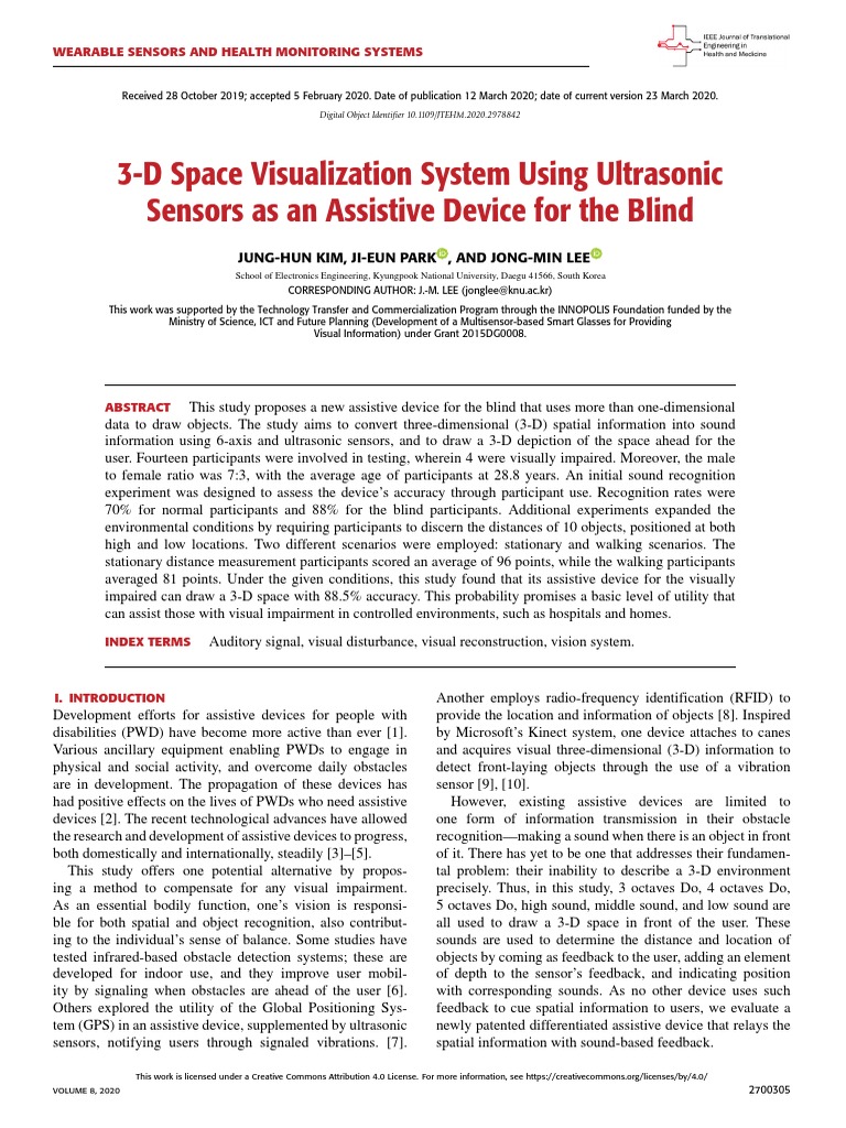 Drawing 3D Spaces An Assistive Device for the Visually Impaired Uses Ultrasonic Sensors and
