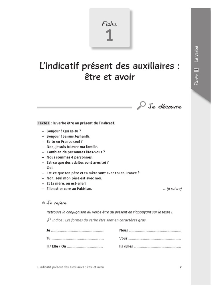 Conjugaison des verbes être et avoir | PDF | Verbe | Conjugaison