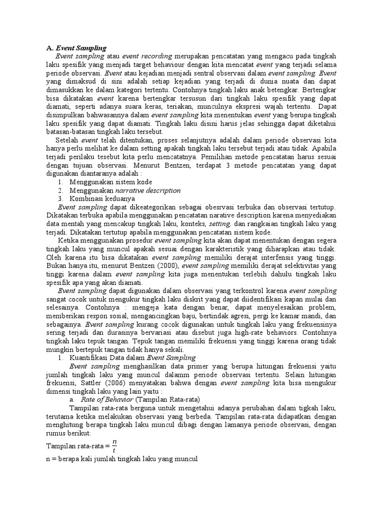 Teknik Event Sampling dalam Observasi | PDF | Sains & Matematika