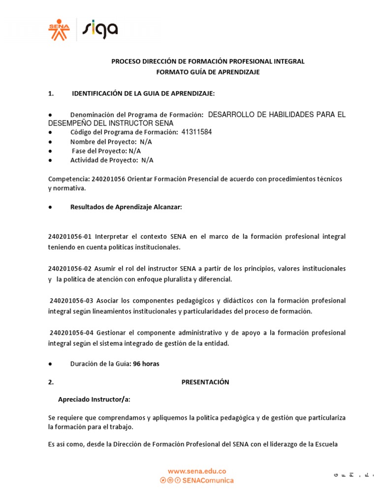 Guía de Aprendizaje para Instructores SENA | PDF | Aprendizaje | Evaluación