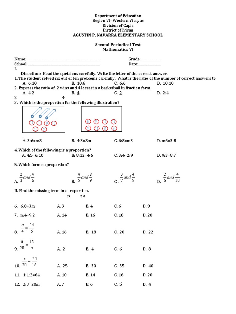 Math 6 Second Periodical Test | PDF | Percentage | Mathematics