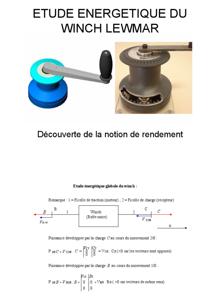 Rendement du winch Lewmar analysé | PDF | Engrenage | Puissance (physique)