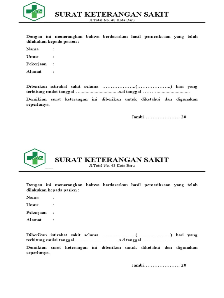 Surat Keterangan Sakit Resmi | PDF | Hukum