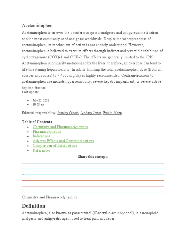 Acetaminophen PDF Nonsteroidal Anti Inflammatory Drug Drug Metabolism