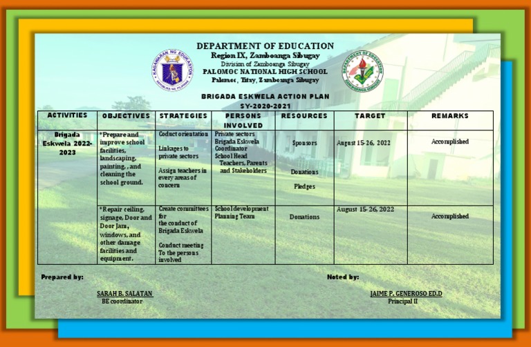 Brigada eskwela action plan pdf