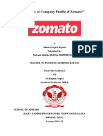 Study of Company Profile of Zomato