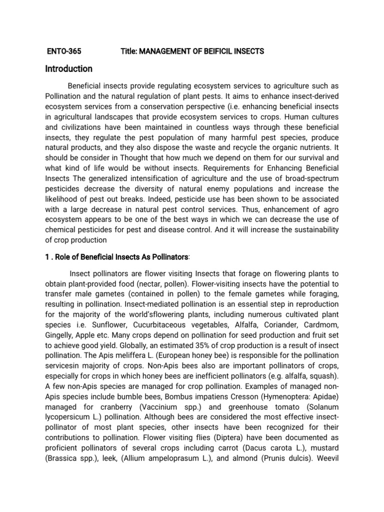 Beneficial Insect Notes PDF Insects Insects And Humans