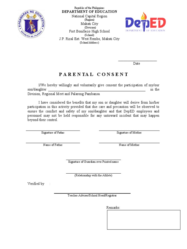 Parental Consent for Student Participation | PDF