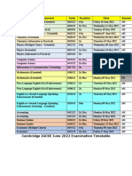 Cambridge IGCSE June 2022 Examination Timetable