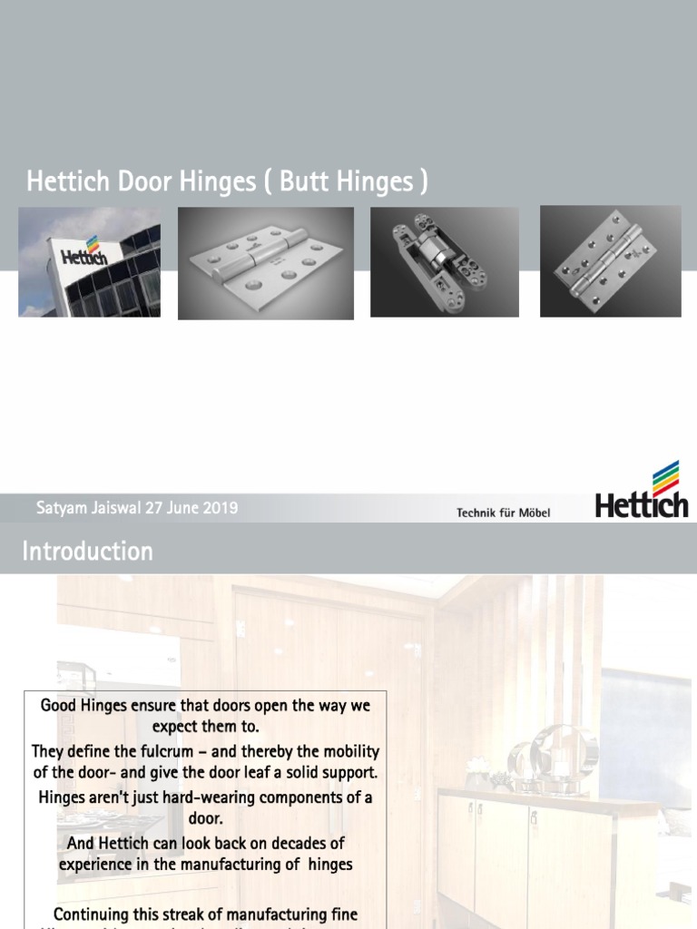 Hettich Door Hinge (Butt Hinge) Presentation Launch PDF Door Screw