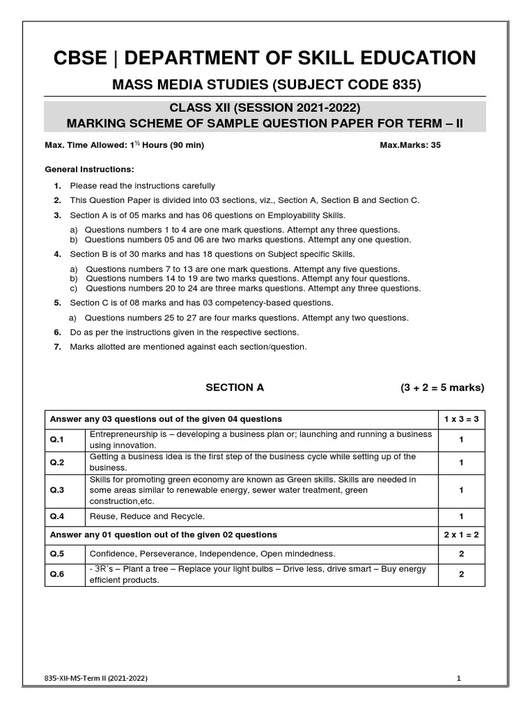 Marking Scheme for Mass Media Studies 835 | PDF | Websites | World Wide Web