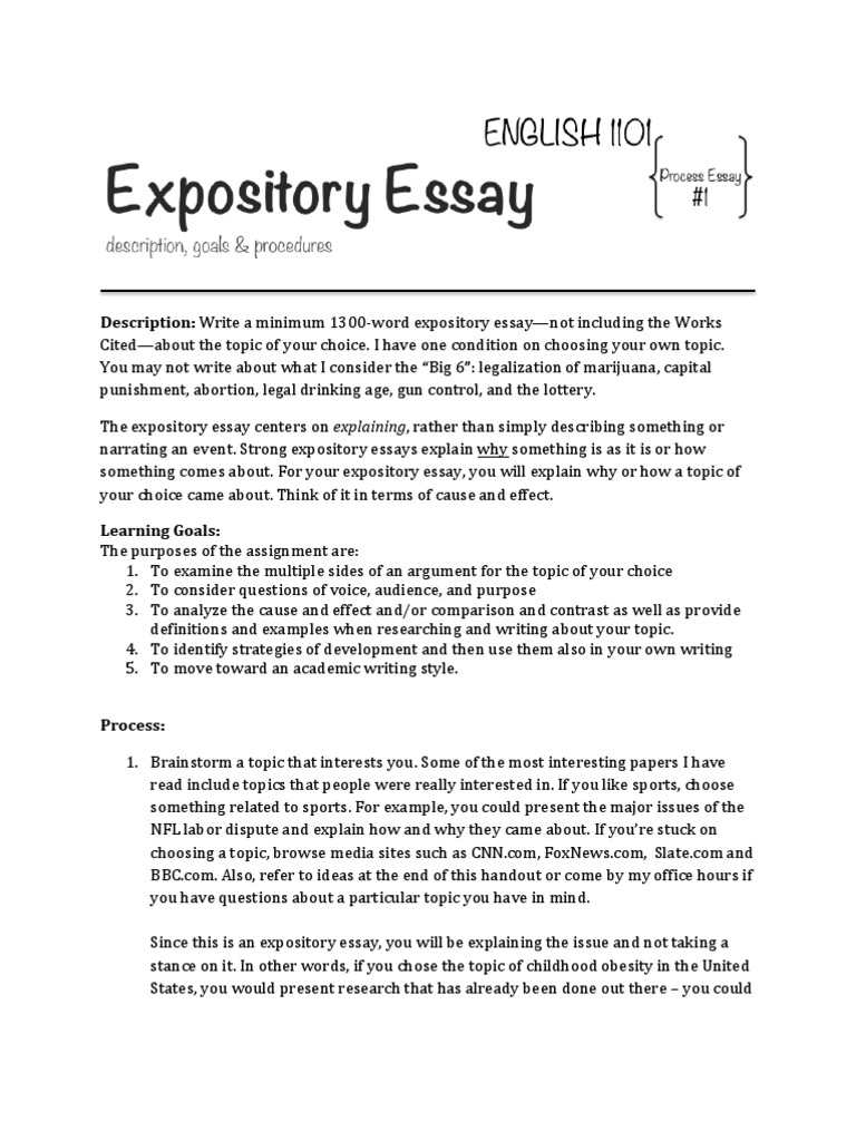 topics for expository essay high school