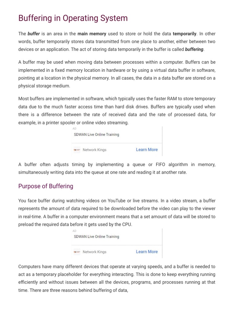 Buffering in Operating System - Javatpoint | PDF | Data Buffer ...