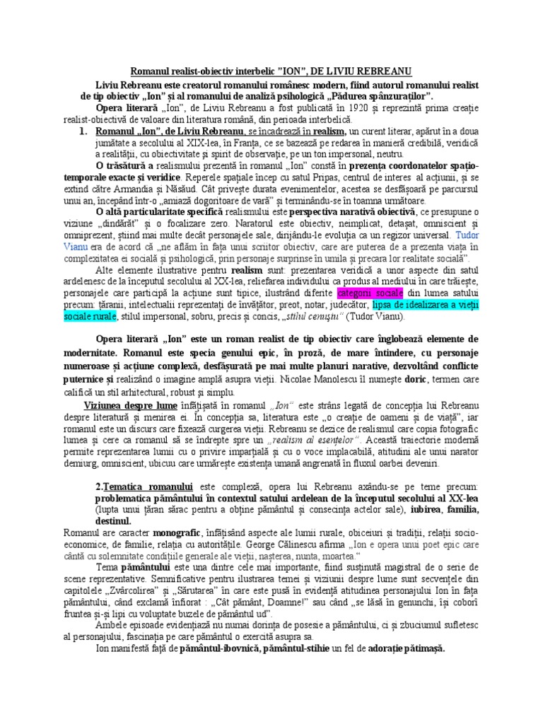 Ion de Liviu Rebreanu | PDF