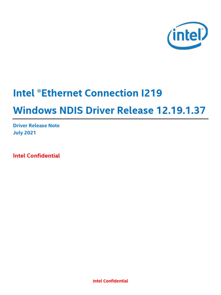 Intel ethernet connection i219 windows ndis driver release notes 12 19