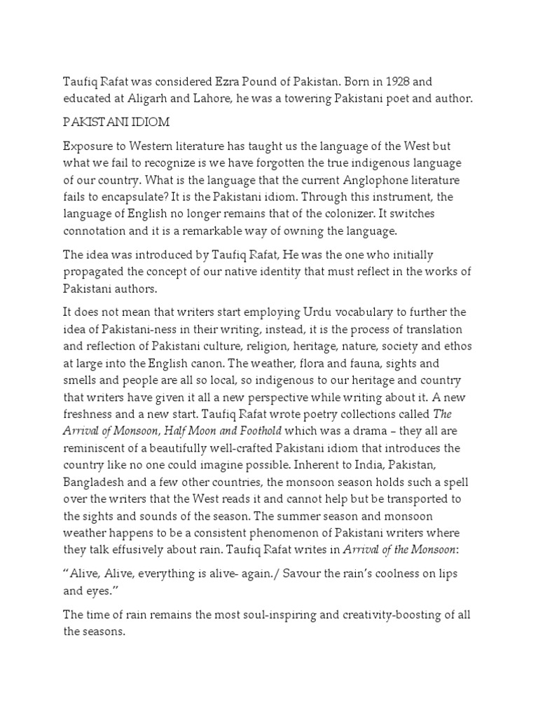 Pakistani Poet Taufiq Rafat Pioneered Local Idiom in English Works ...