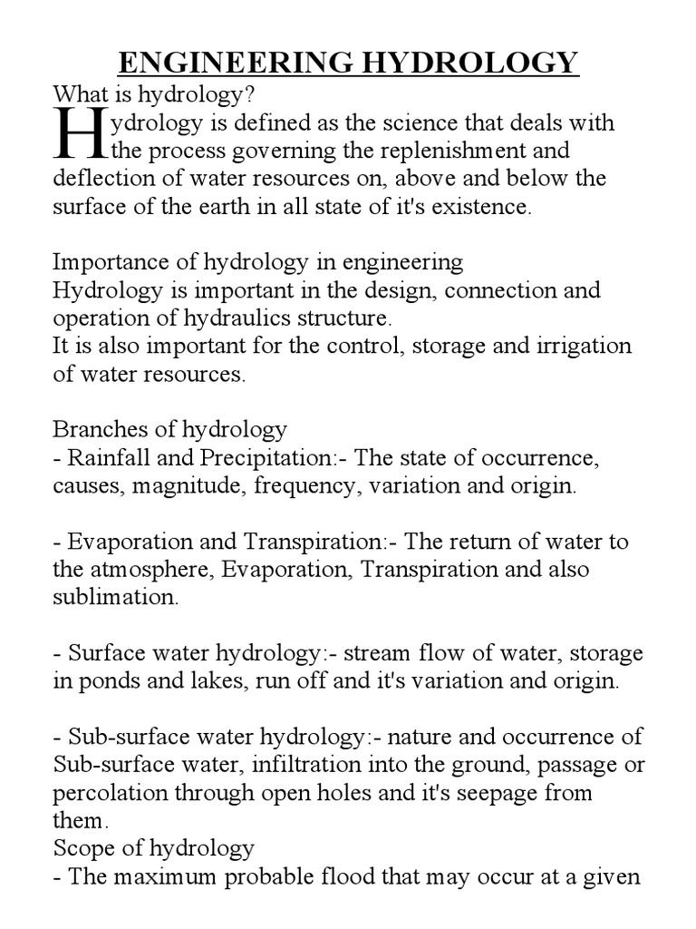 Importance of Hydrology in Engineering | PDF