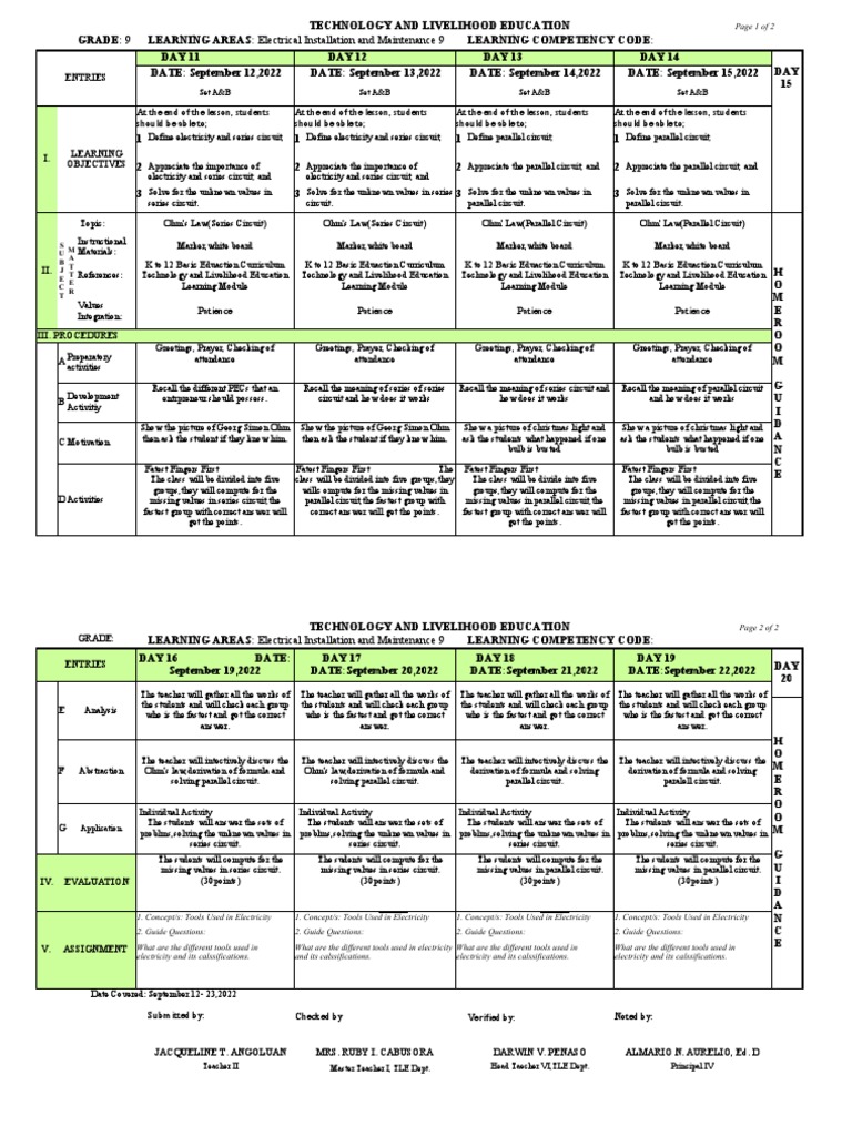 Electrical Circuits Lesson Plan | PDF | Series And Parallel Circuits ...