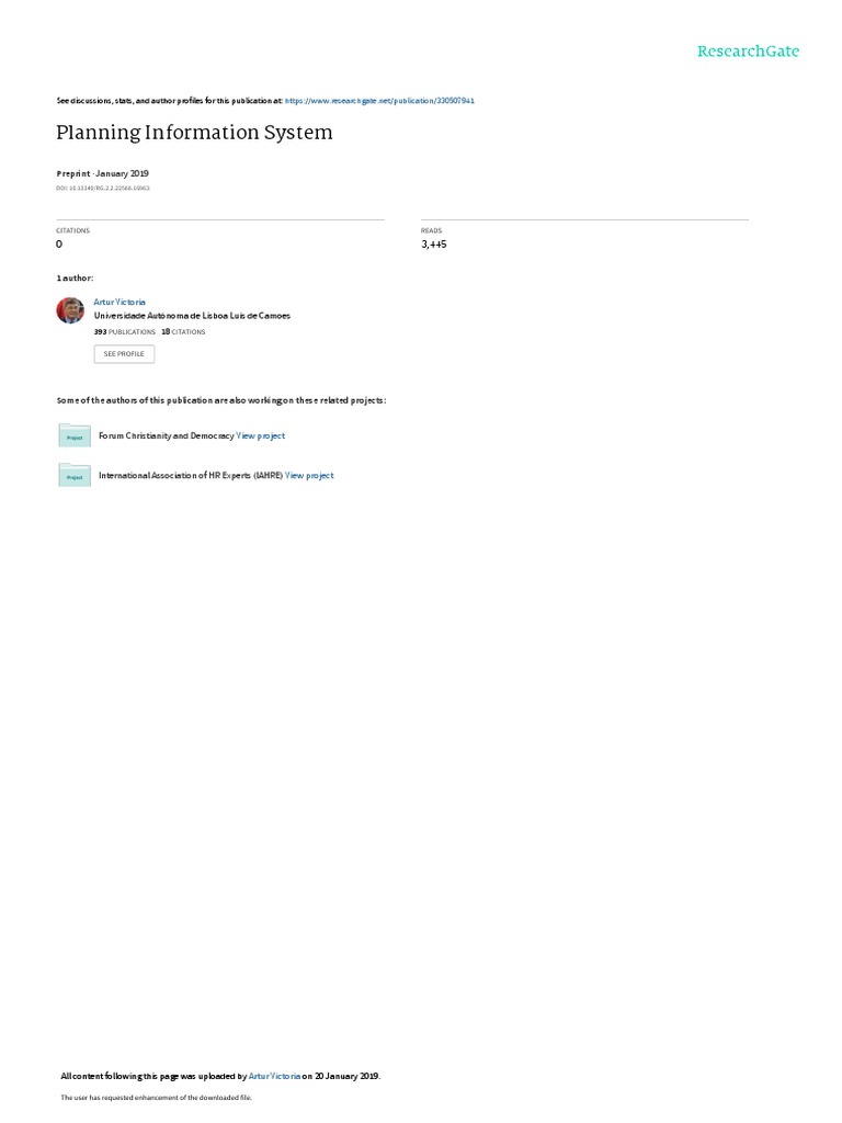 Planning Information System Pdf Strategic Management Information