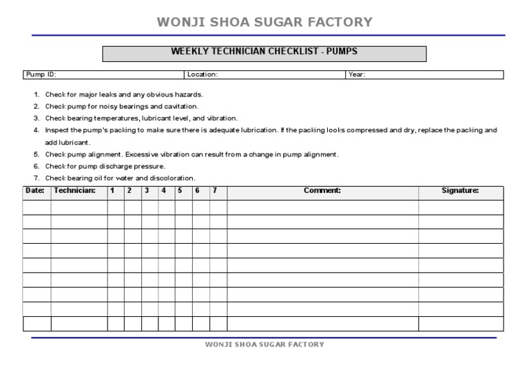 Pump Checklist PDF