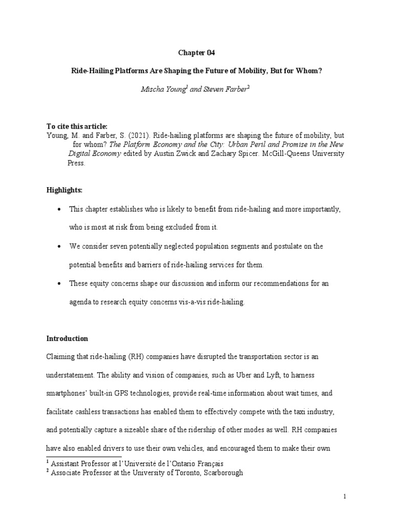 Ride Hailing Platforms Are Shaping The Future Of Mobility But For Whom