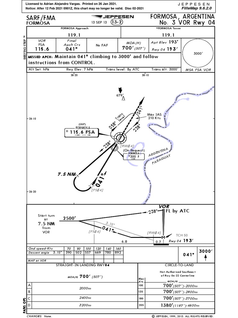 Formosa VOR Approach Chart RWY 04 | PDF | Navigation | Systems Engineering