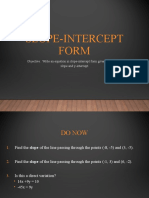 Write Equations in Slope-Intercept Form