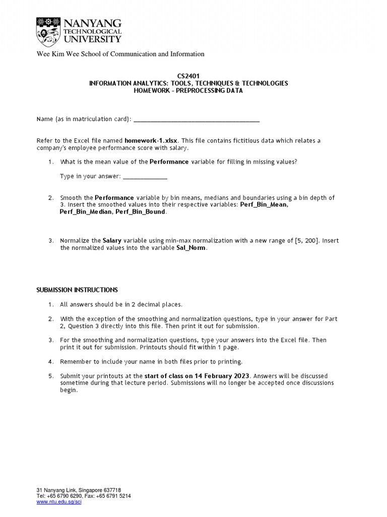 Data Preprocessing Homework Guide | PDF