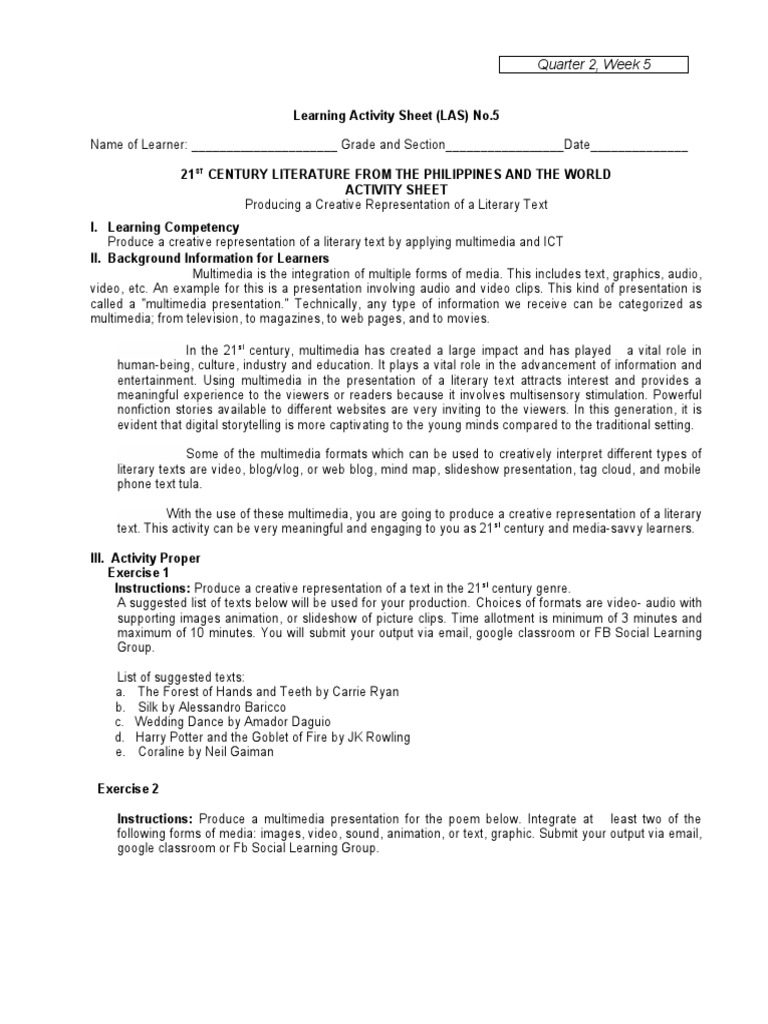 21stCL LAS Q2 Wk5 MELC3 2 PDF Multimedia Cost Of Living