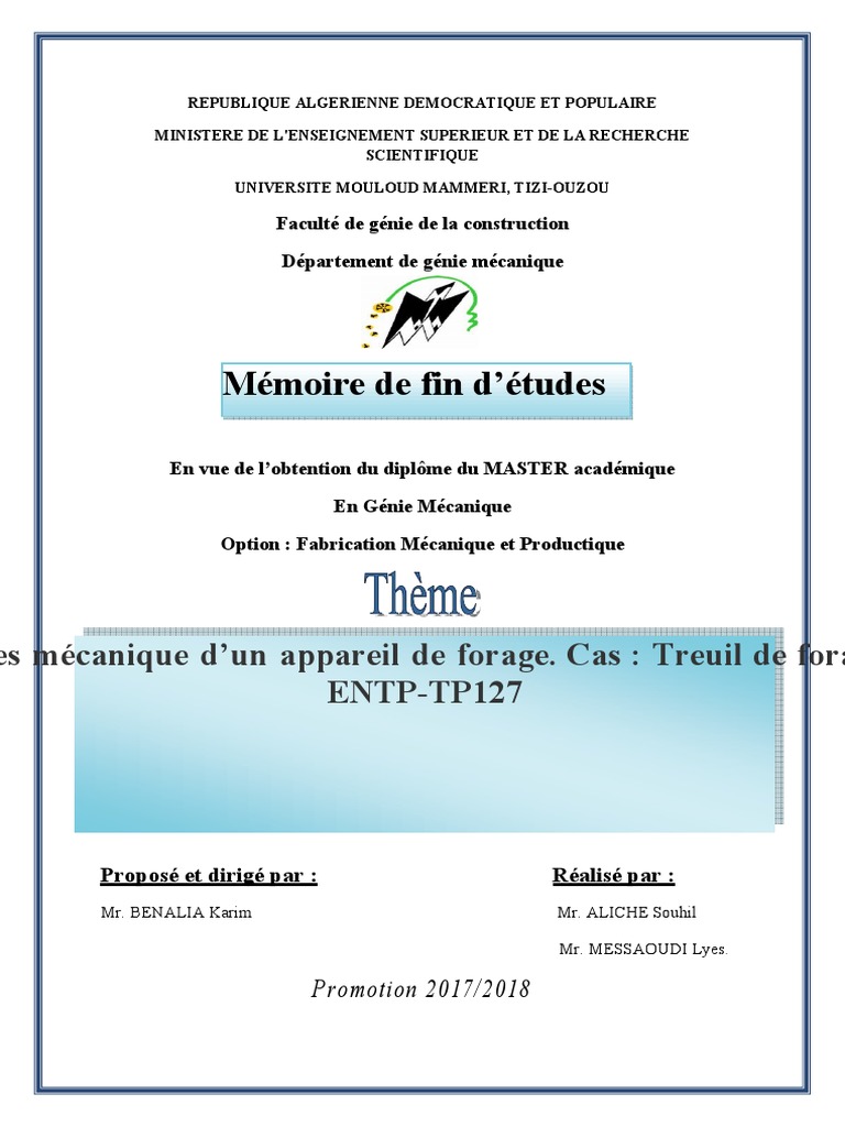 Mécanique du Treuil de Forage ENTP | PDF | Puits de pétrole | Pétrole