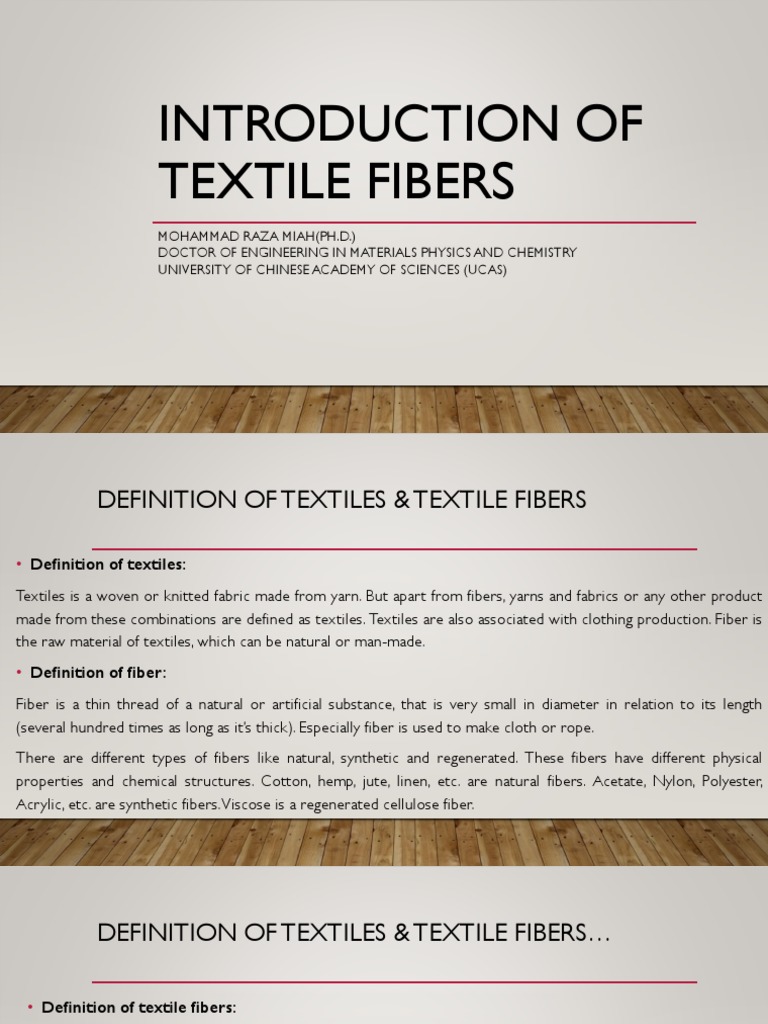 YE 101 Lecture1, Introduction of Textile Fibers PDF Textiles Fibers