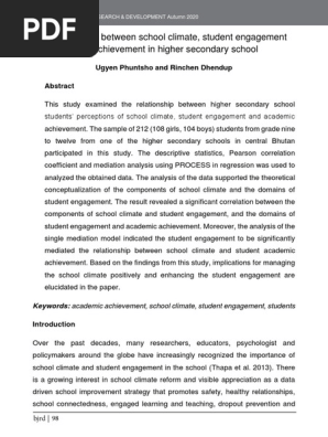 The relationship between school climate, student engagement