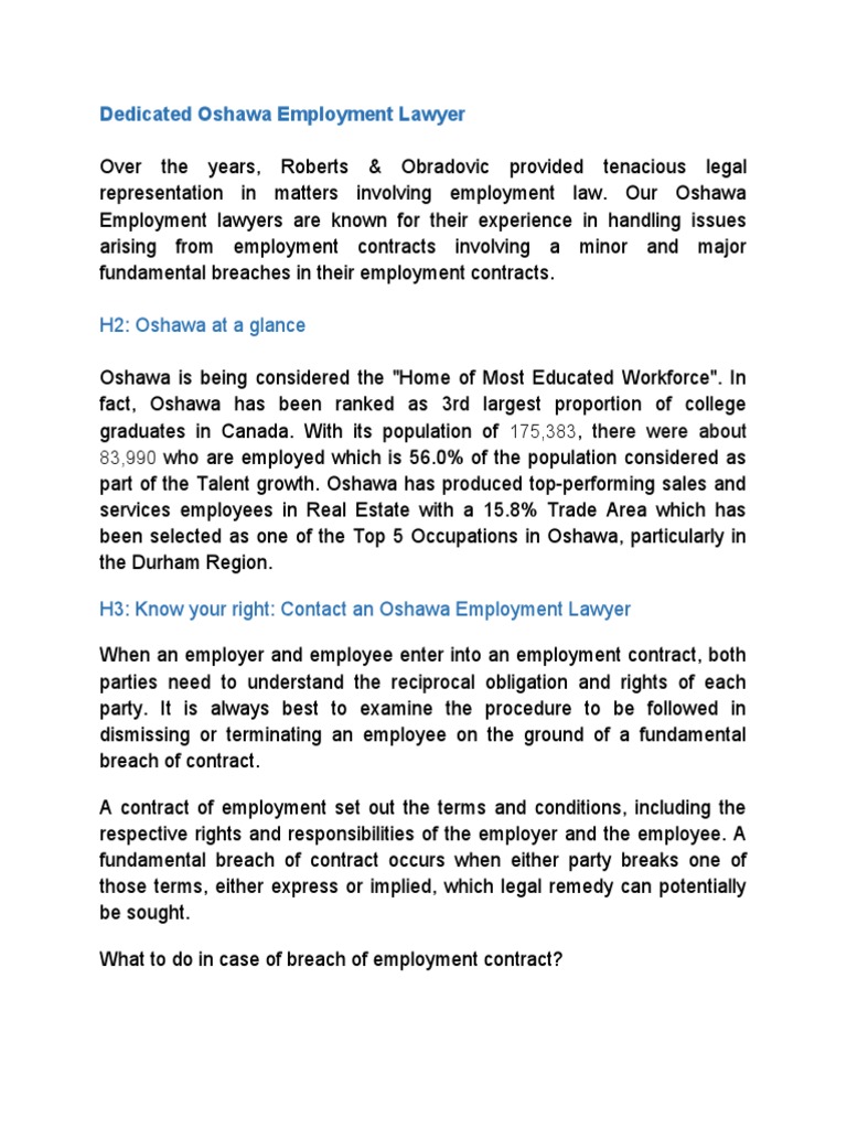 Assignment 9 Lawyer in Oshawa PDF Employment Civil Law (Legal System)