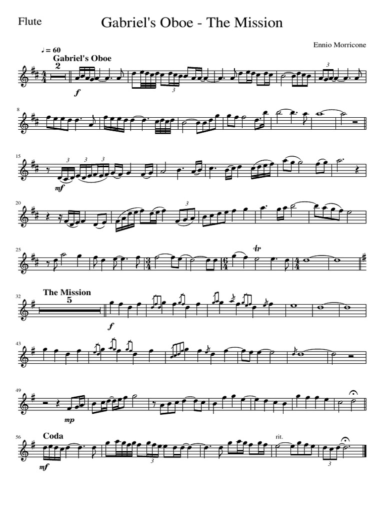Gabriel's Oboe The Mission Flute PDF Musical Compositions