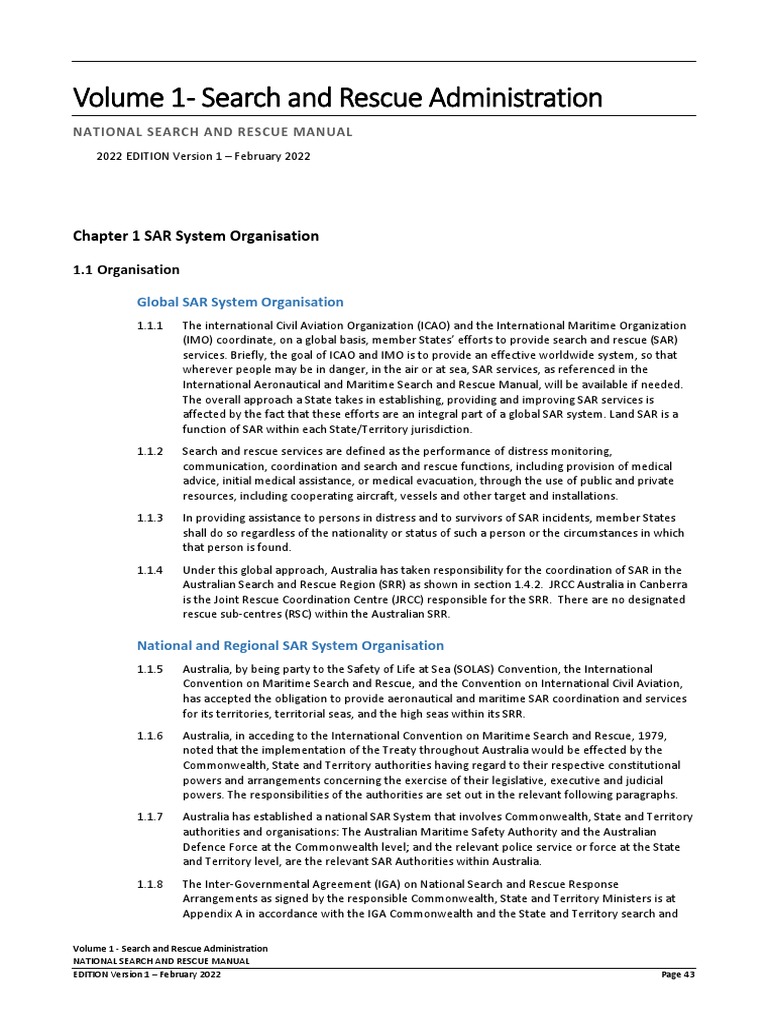 National Search and Rescue Manual 2022 | PDF | Search And Rescue ...