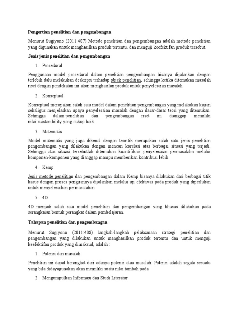 Pengertian penelitian dan pengembangan pdf