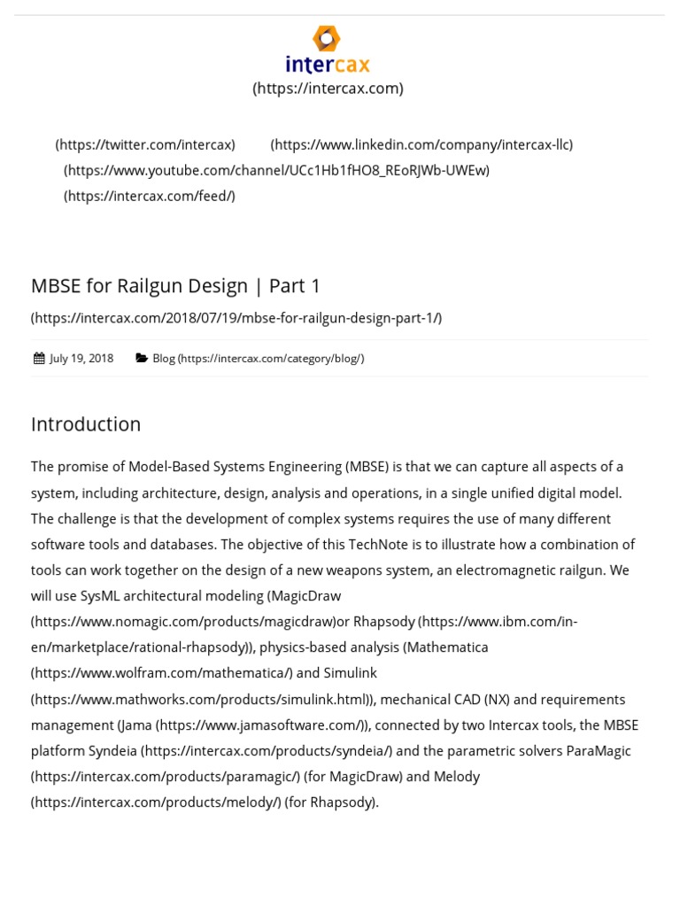 MBSE For Railgun Design - Part 1 - Intercax | PDF | Electrical ...
