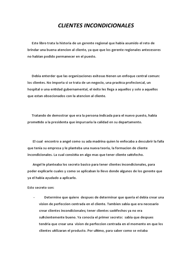 Claves para Crear Clientes Incondicionales | PDF