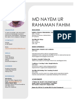 Resume of MD Nayem Ur Rahaman Fahim