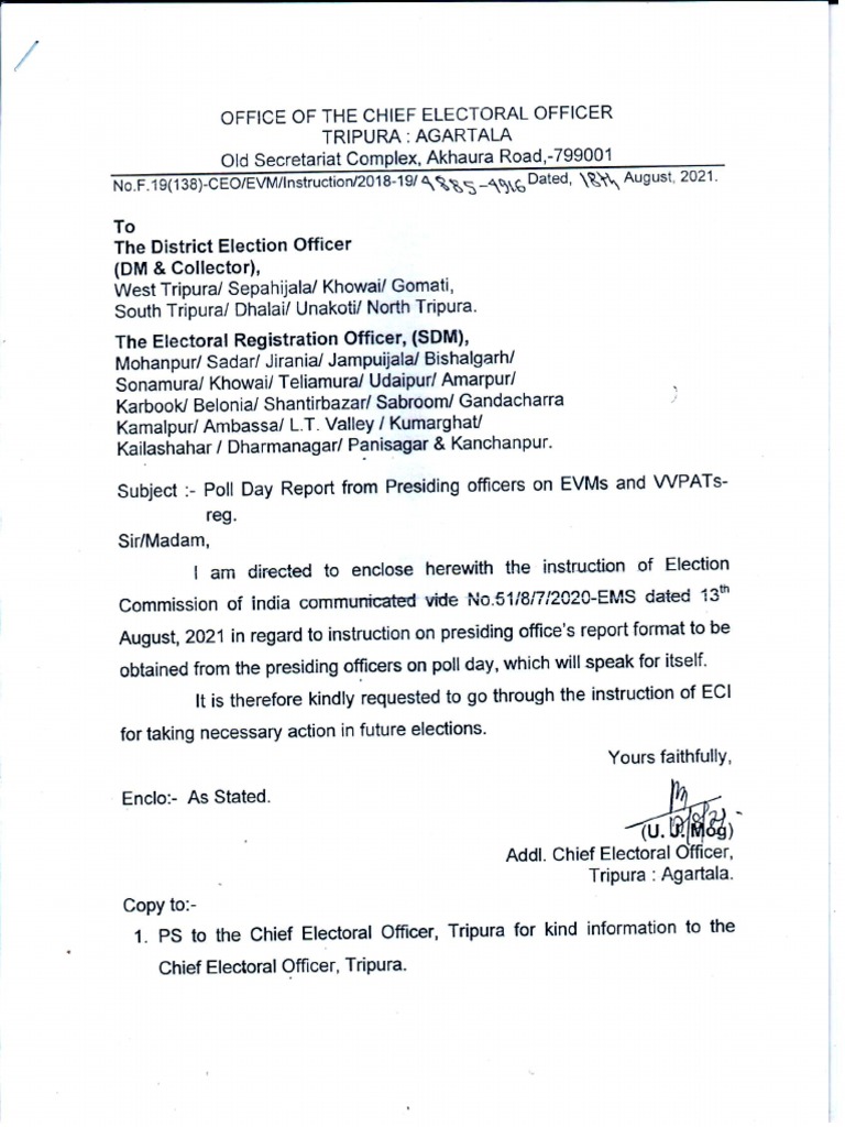 Poll Day Reporting Format For Presiding Officers PDF