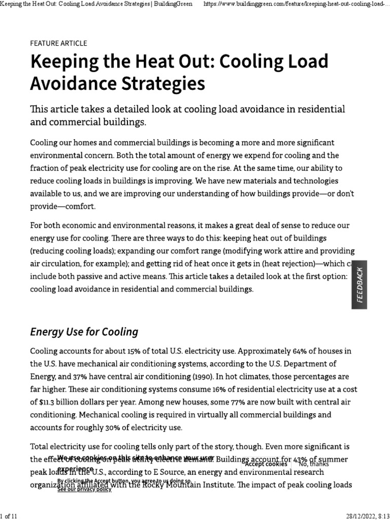 Keeping The Heat Out Cooling Load Avoidance Strategies