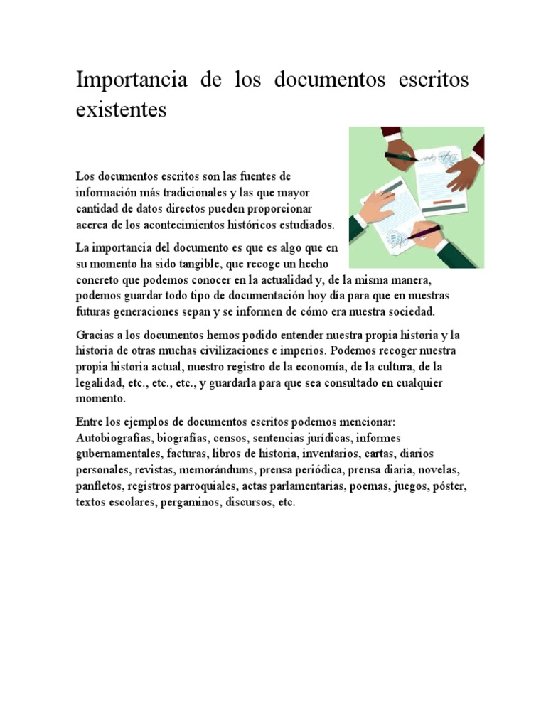 Importancia de los Documentos Escritos | PDF | Ciencias sociales | Historia
